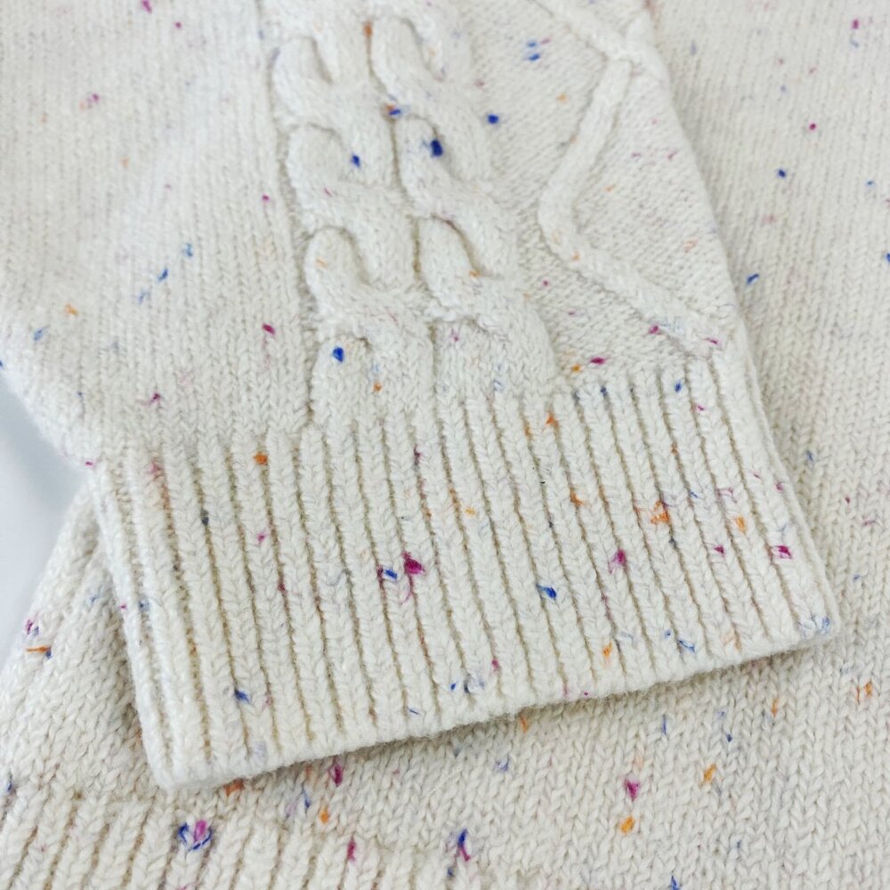 Chunky SOFT Cable Knit Sweater XL Rainbow Donegal Fall Winter COZY Cottage Cabin - Picture 12 of 12